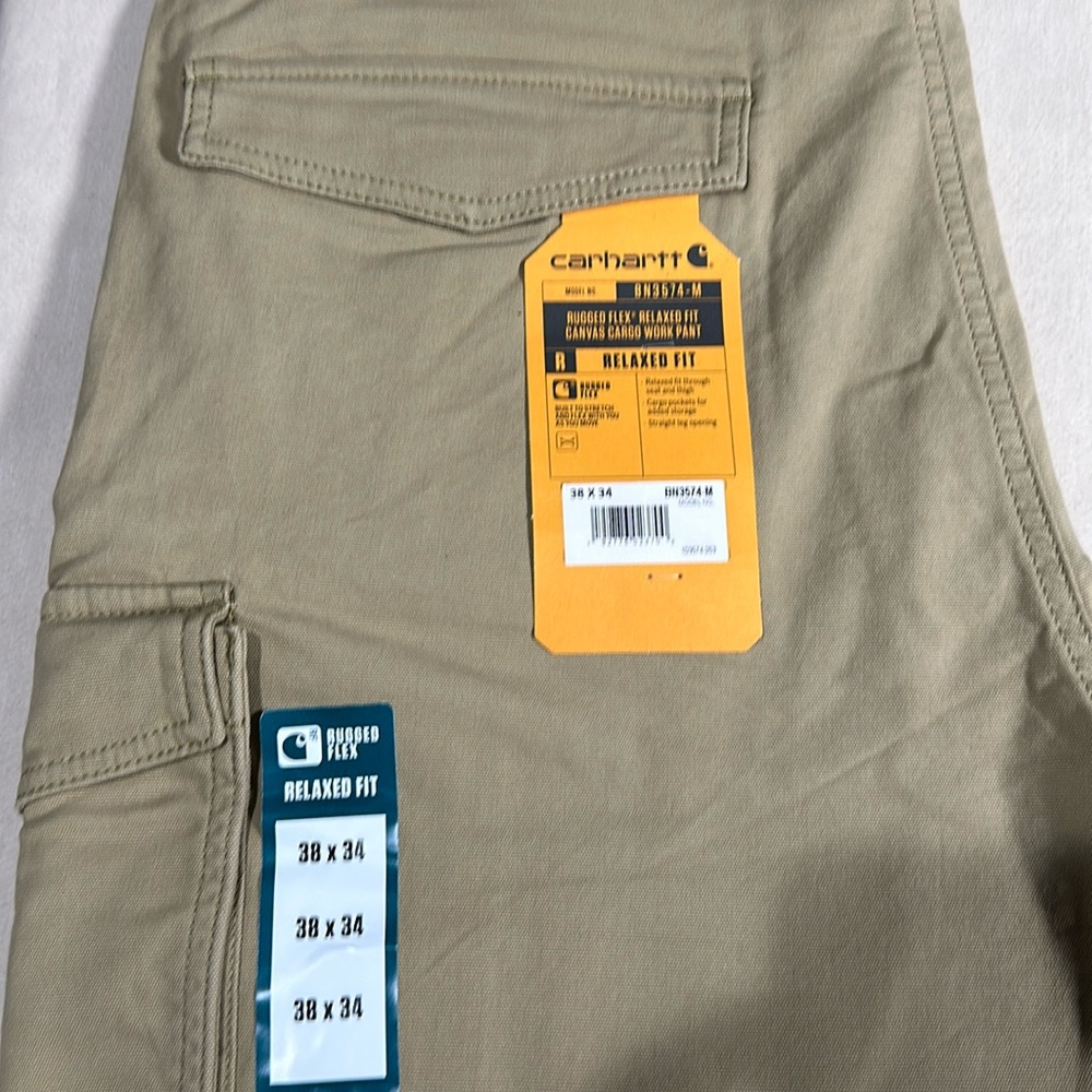 NWT Carhartt Rugged Flex Rigby Cargo Pants for Men 38x34, Dark Khaki